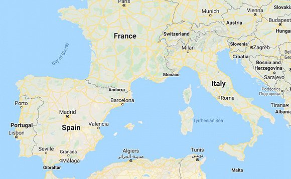 西班牙世界地图位置图片