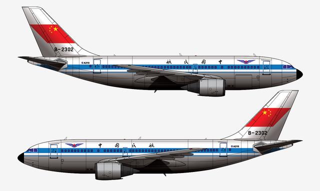 中国西北航空公司涂装的b-2301号机二视图本厂长绘制的中国东方航空