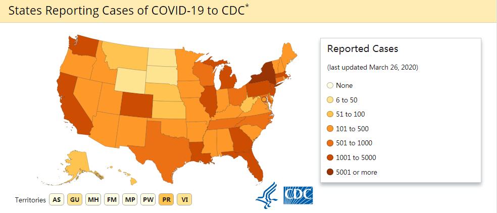 目前美国疾控中心网站公布的美国新冠疫情，确诊数据只有个区间范围