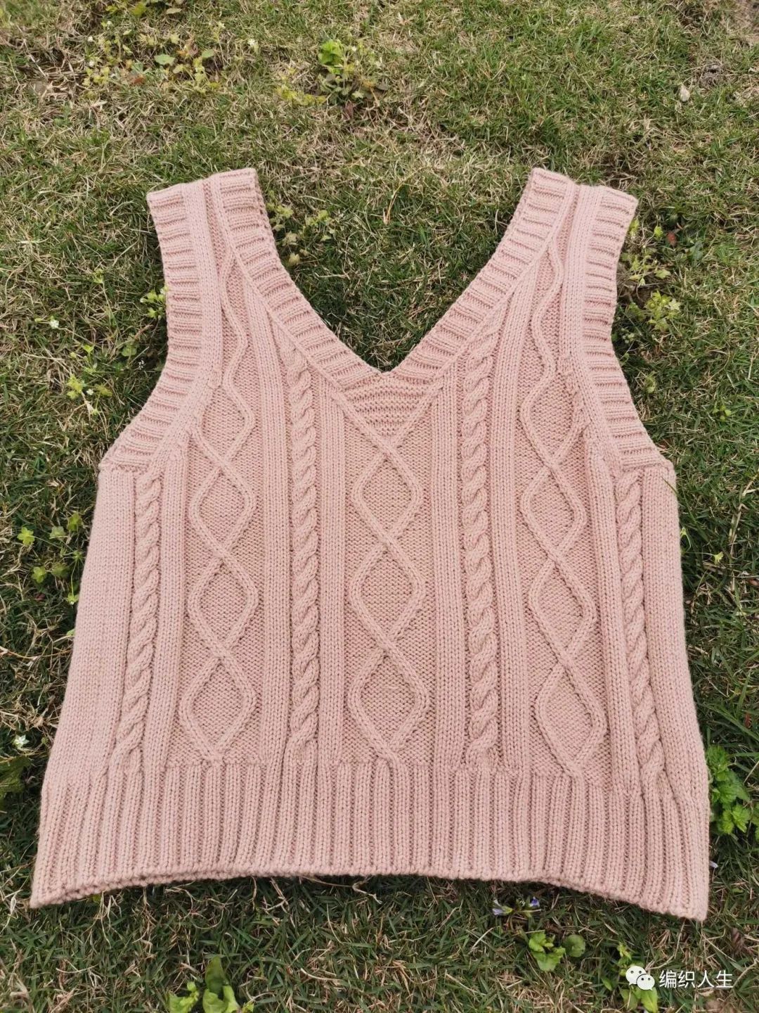 森女系学院风女士棒针v领扭花背心,有编织说明|棒针|双罗纹|花样_新浪
