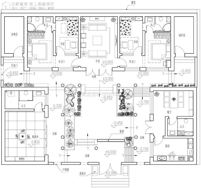 榻榻米室 锅炉房,北京易盖房超大面宽中式古建的传统三合院