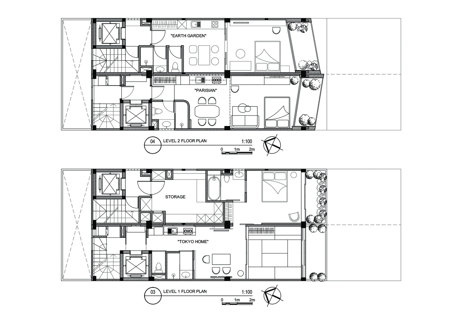 五层和屋顶平面图△ 立面图△ 剖面图△ 剖面图项目类型:公寓项目地点
