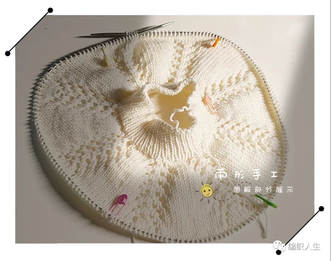 蒹葭从领口往下织宝宝棒针镂空花育克毛衣有编织说明