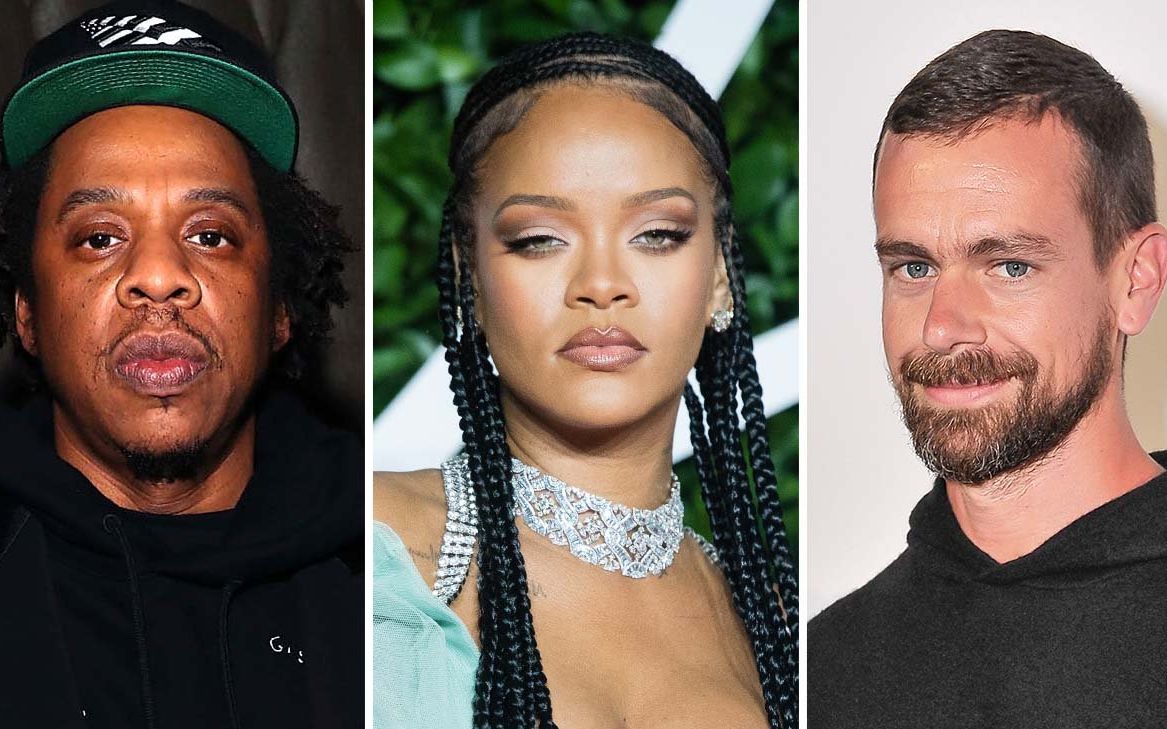  Jay-Z、蕾哈娜和杰克·多尔西。