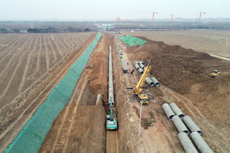 辽西北供水工程沈北首段原水管线铺设完成