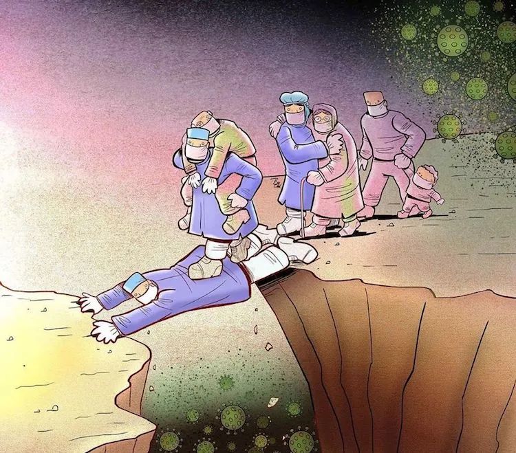 伊朗画家以漫画致敬医护人员