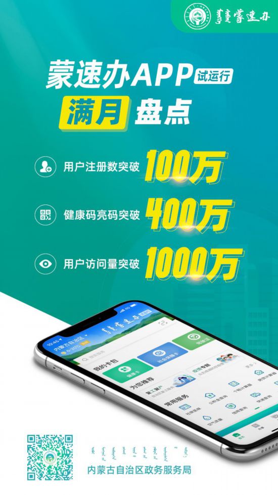 "蒙速办"app上线试运行1个月 注册用户突破100万