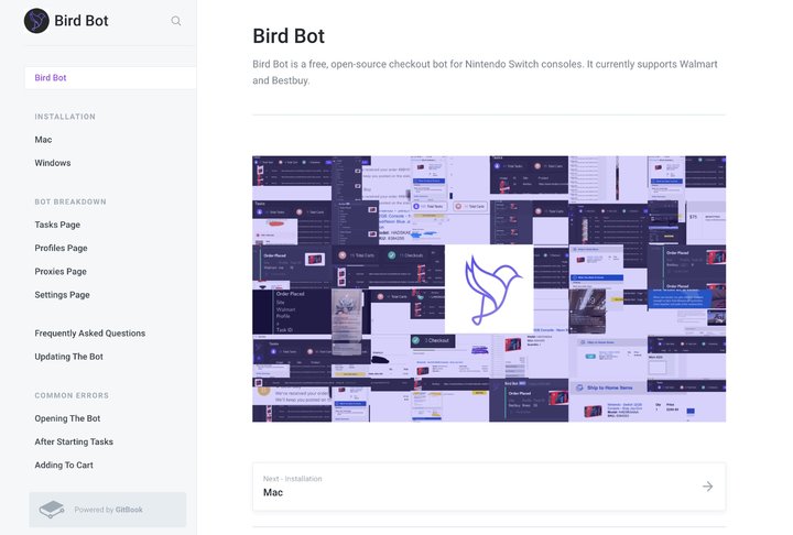 ▲ Bird Bot 软件是完全开源的，所有人都能下载使用，网站上还有详细的使用教程