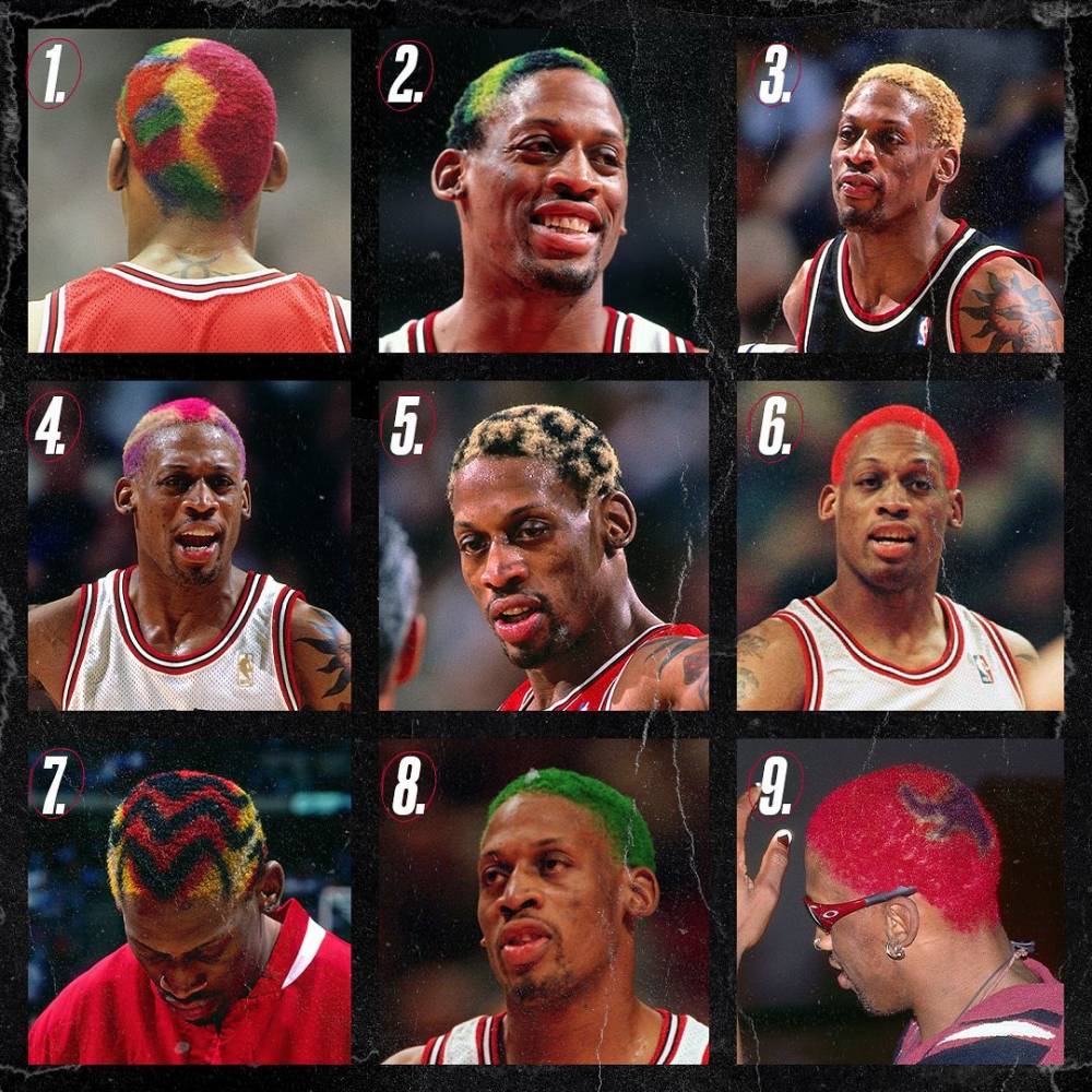 哪个大虫最花?公牛官方晒罗德曼各种发型图