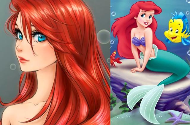 变成国漫画风的迪士尼公主看到小美人鱼后我爱上了