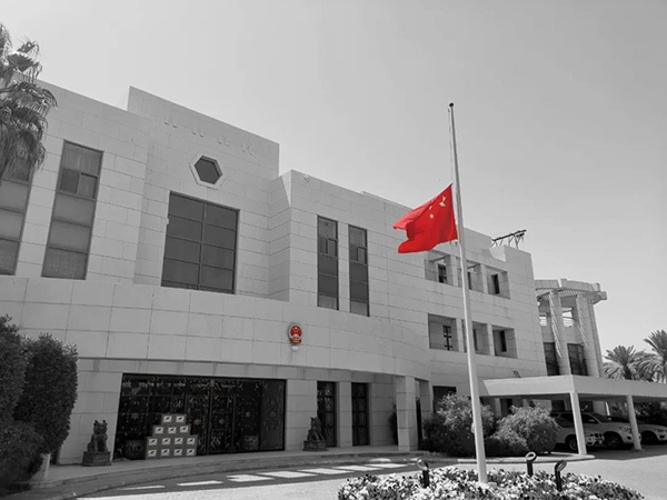 图集②|中国驻外使领馆降半旗,深切悼念抗疫烈士和逝世同胞
