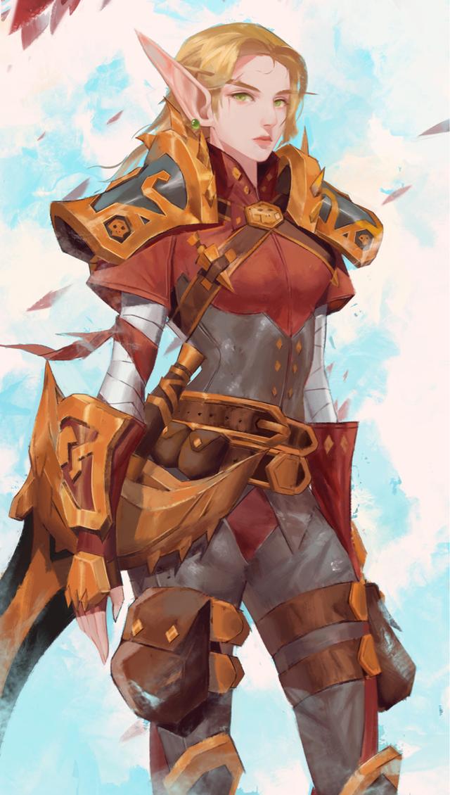 魔兽同人画作英姿勃发奎尔萨拉斯的血精灵女盗贼