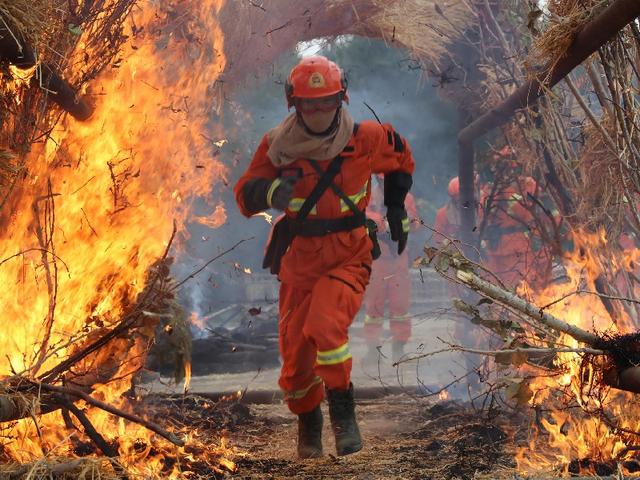 高清"火场跑酷"带你看新疆森林消防员实战训练