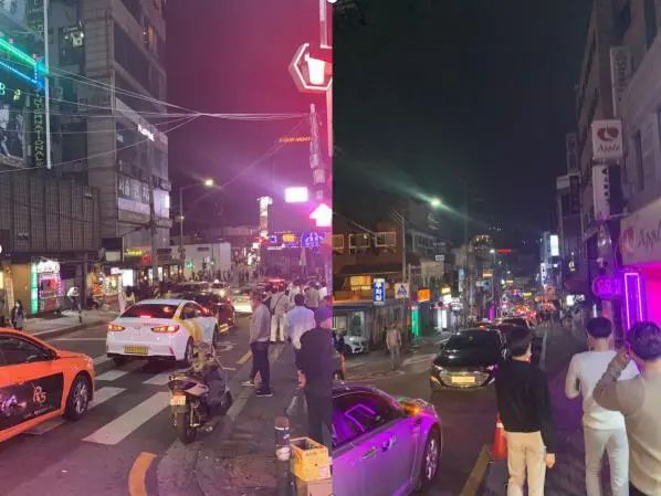 △图为附近商店店员于5月2日凌晨两点拍摄，确诊的第一人当时就在此地活动。