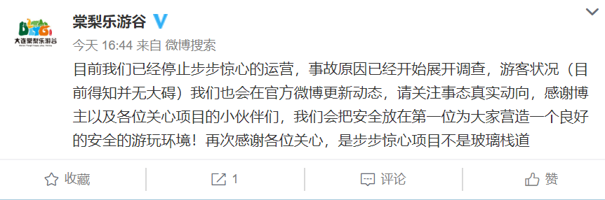 大连棠梨乐游谷高空游乐项目突发意外致一人坠落，安全绳等措施或未起作用