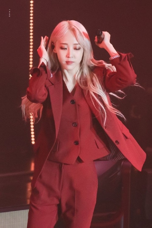 同样的西装马甲成套穿,但是色调由黑色转为高级的复古红色.