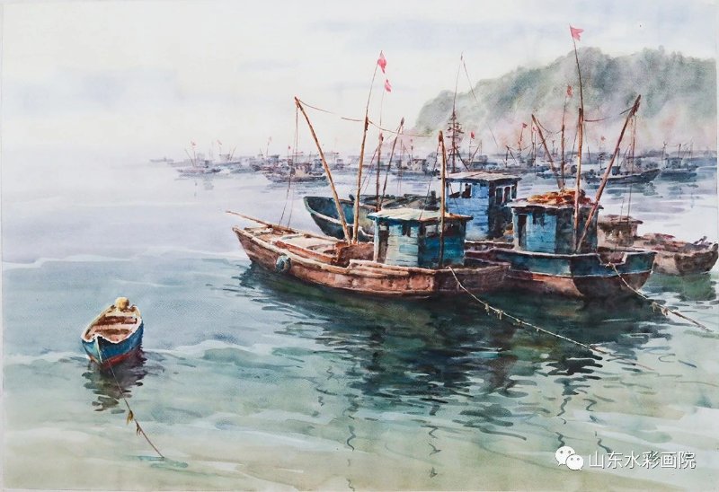齐大庆 东泉古道 纸本水彩 54×78cm 2019年齐大庆 早春二月 纸本水彩