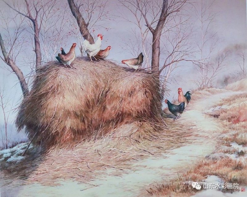 齐大庆 太行人家 纸本水彩 38×53cm 2019年齐大庆 庆源春雨 纸本水彩