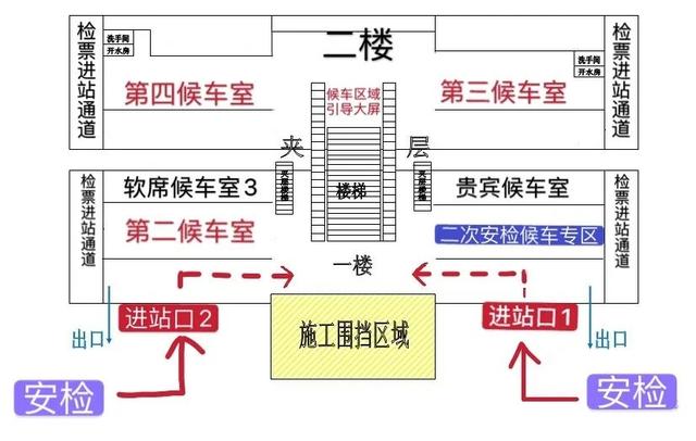西安火车站近期进行外立面提升施工,进站流线有变化