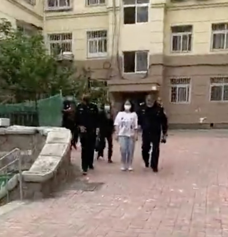 在一段网传视频中，瑶瑶被警方带走。视频截图