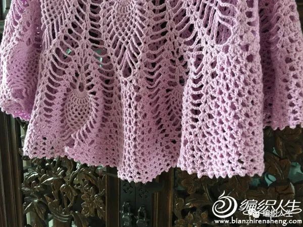 菱影钩针紫色经典菠萝花斗篷有编织图解