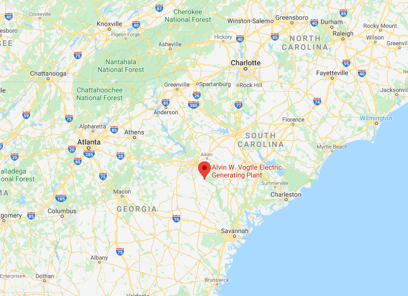 沃格特尔核电站是目前美国唯一在建的核电站,位于佐治亚州韦恩斯伯勒