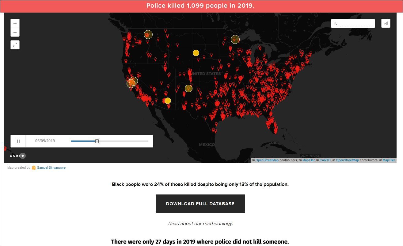  警察暴力地图网站（mapping police violence）截图