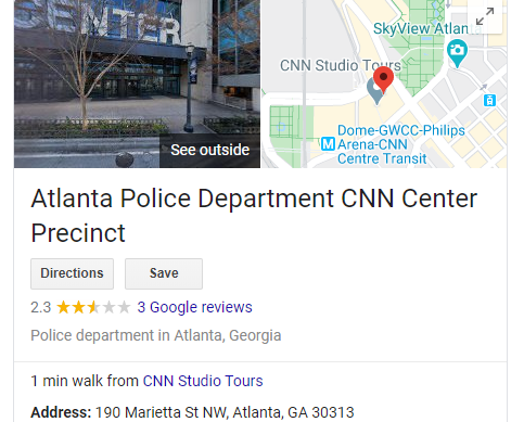  （图为地图显示亚特兰大警察局在CNN办公楼里有个分局）