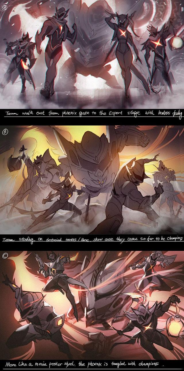 fpx冠军皮肤原画大曝光!原本有三套方案,特摄风格浓烈