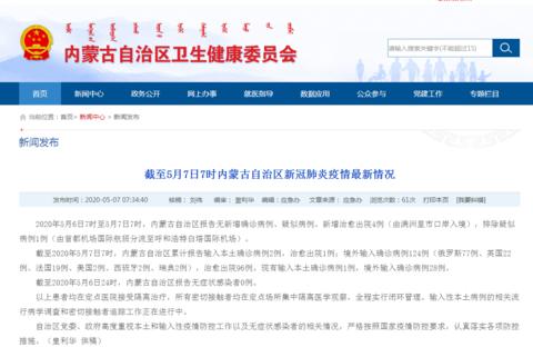 海外网内蒙古无新增新冠肺炎确诊病例 新增治愈出院4例