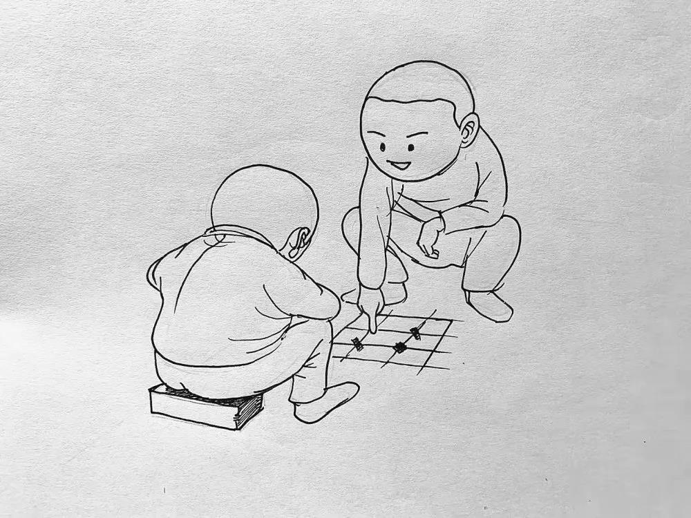 古人下棋简笔画图片