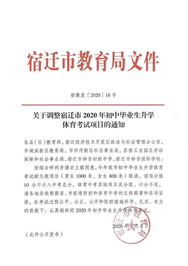 宿迁市钟吾初级中学,宿迁市钟吾国际学校:   经综合研判并请示上