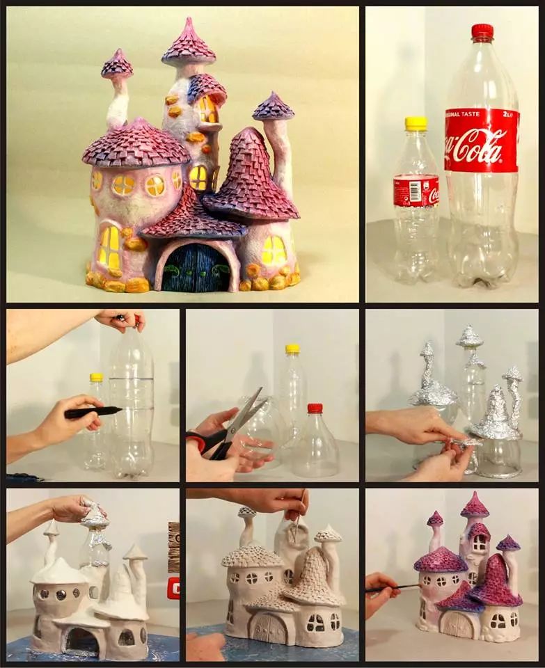 随便一个塑料瓶子她做出了超级梦幻的童话情景,这个妈