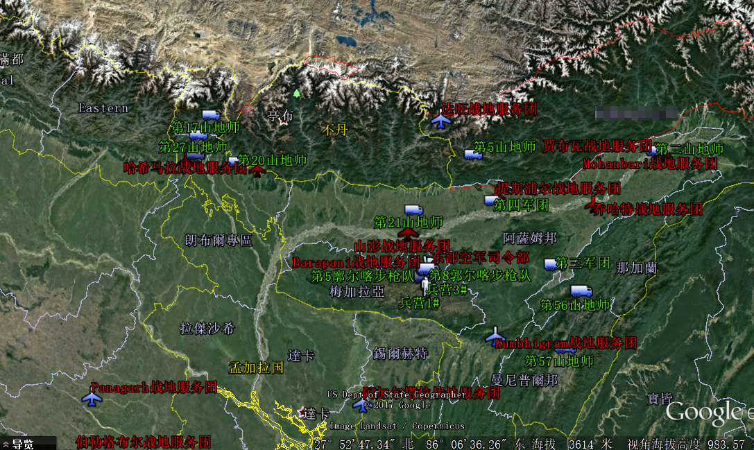 印度东线部署情况 图源：观察者网
