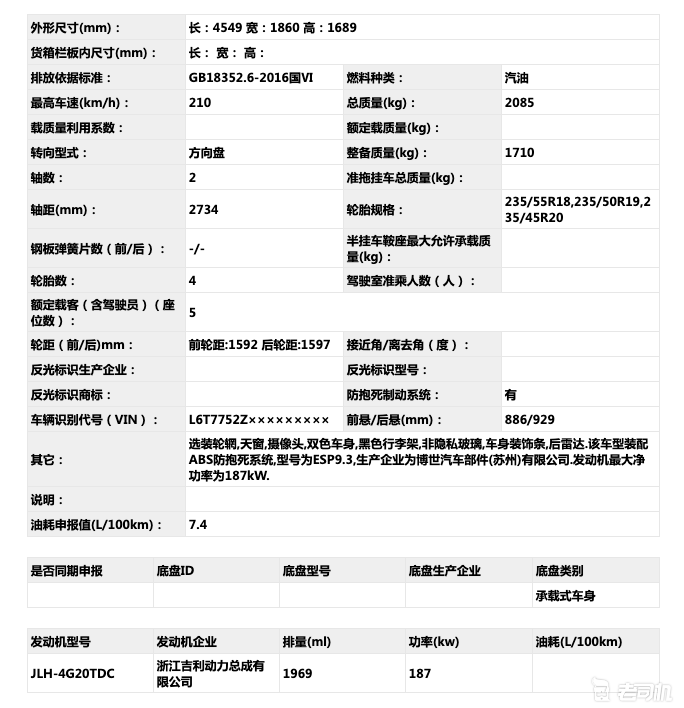 换02同款中网 新款领克01申报图曝光