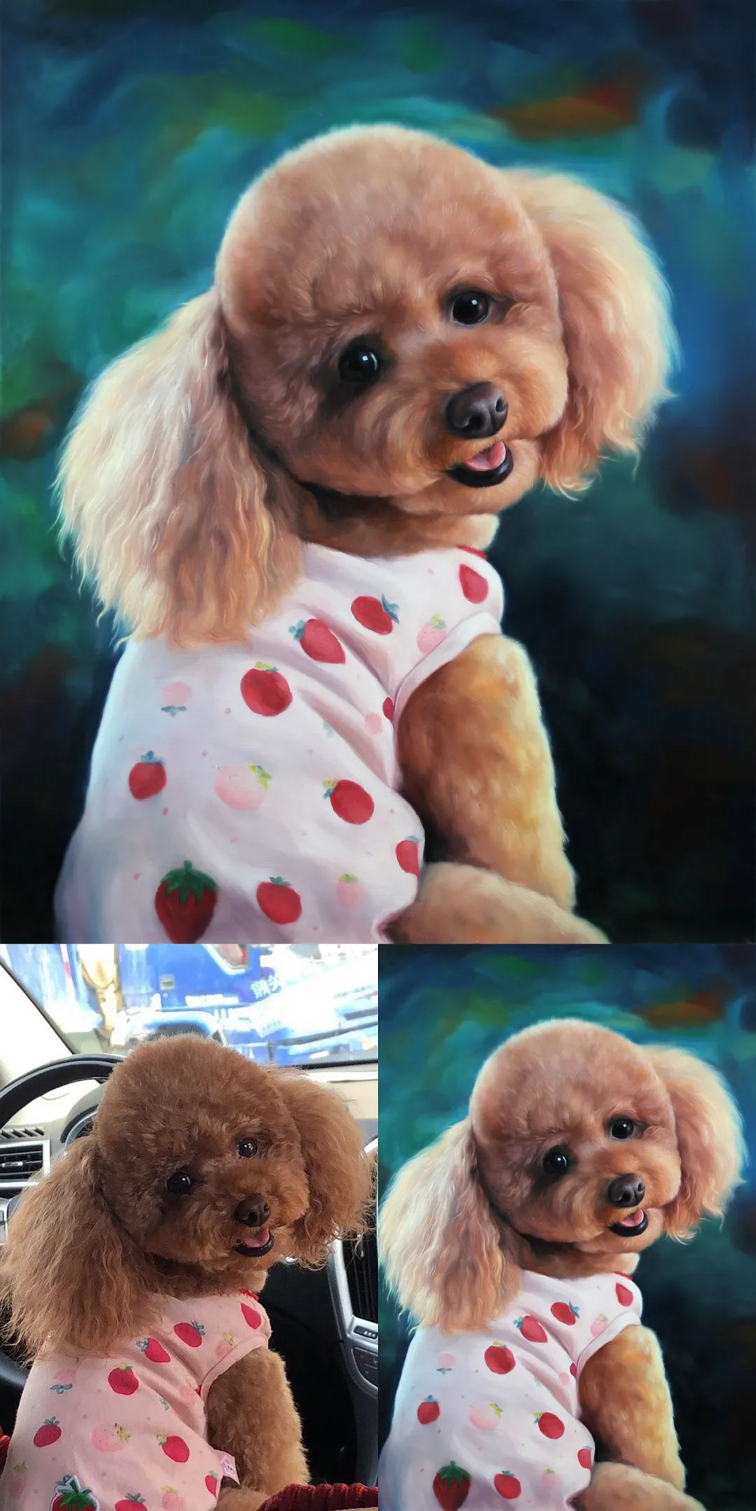 过去1年半时间,他们为1200个家庭,画了近2000副狗狗油画作品!