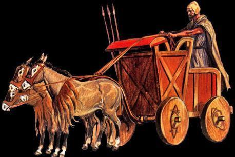 古波斯苏萨王国已经出现了战车,这种双轴四轮敞篷马车用来进行战场