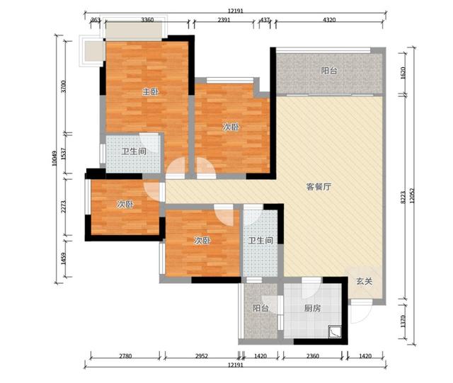 保利叶语4室2厅2卫1厨-户型图