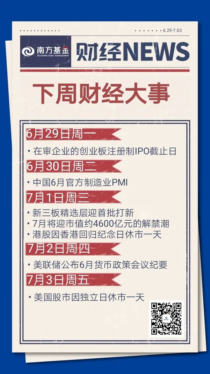 4600亿解禁潮、官方PMI、精选层打新……下周财经大事提前知！（6月29日～7月3日）