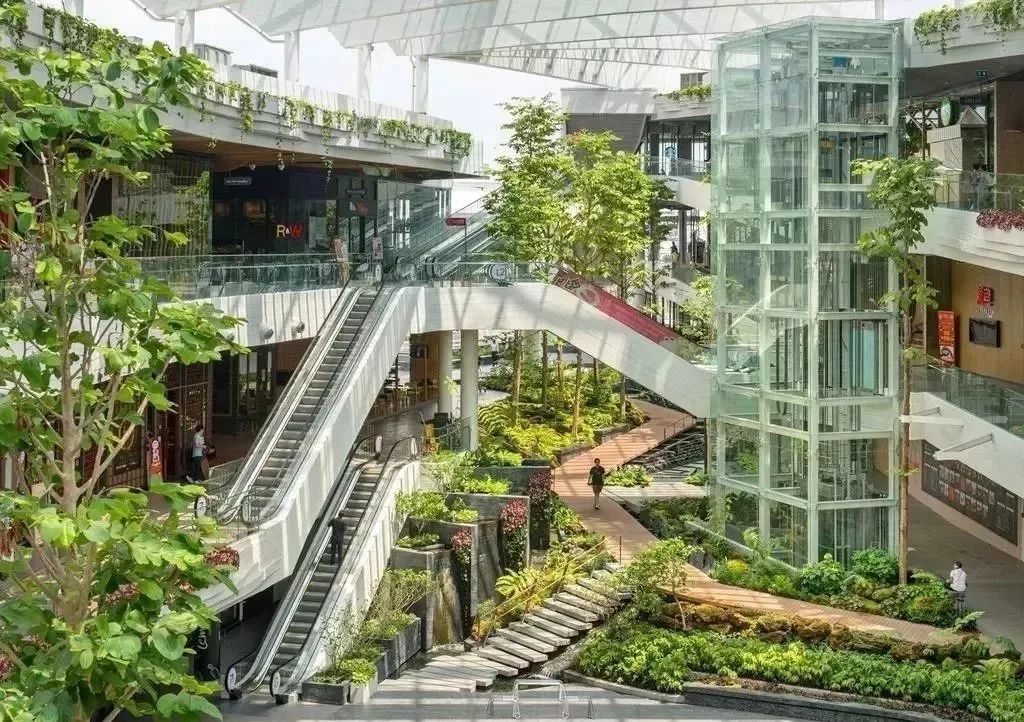 下沉广场的四类打造形式在商业下沉广场的打造中,根据场地尺度规模