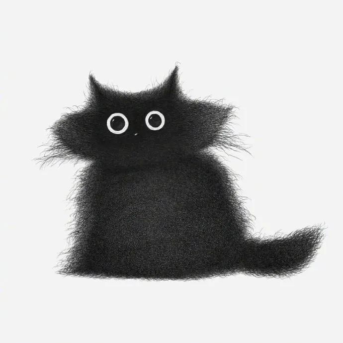 毛绒绒的小煤球真呆萌这个画风好喜欢