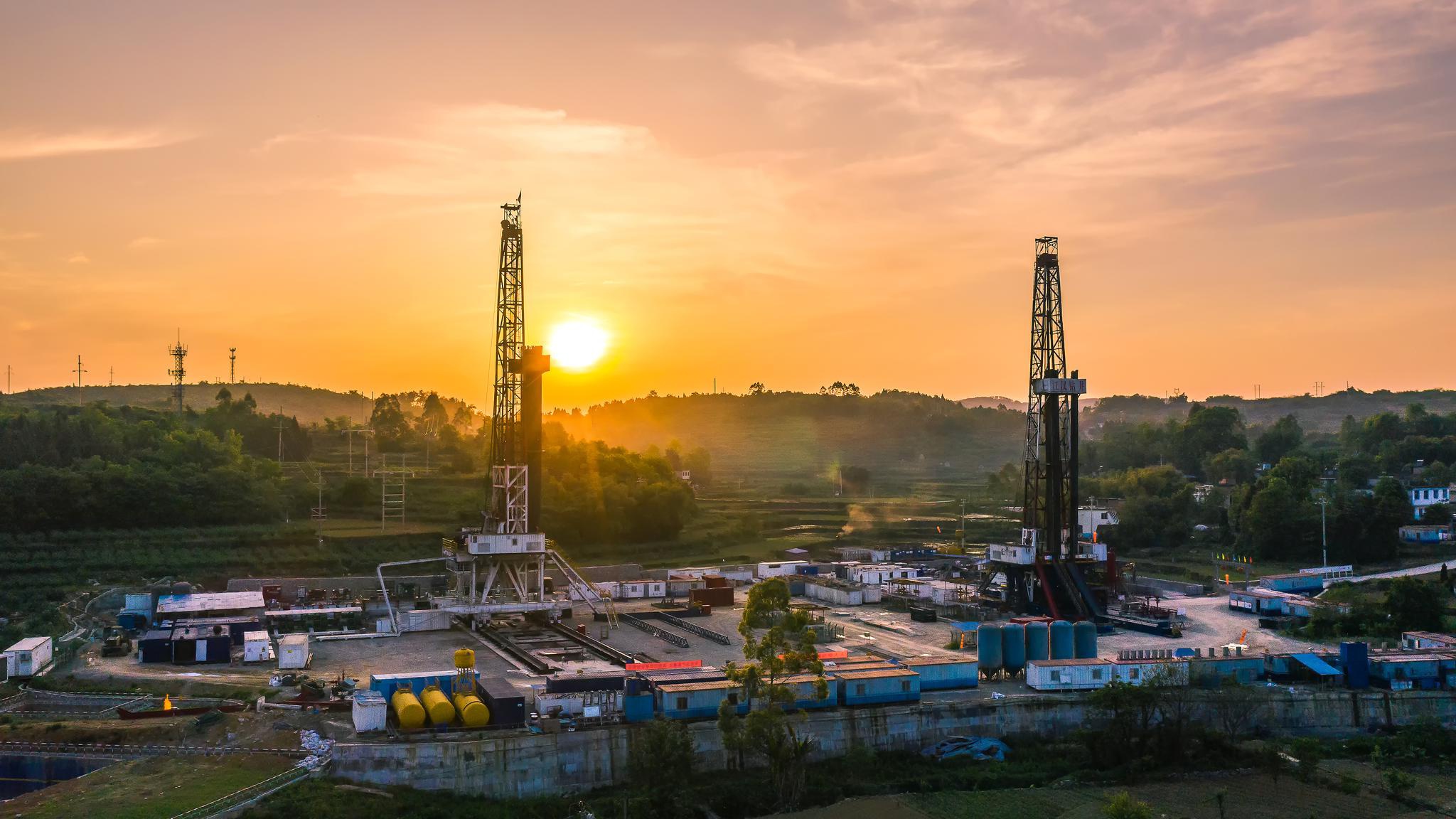 钻井中的江汉油田涪陵页岩气田新井