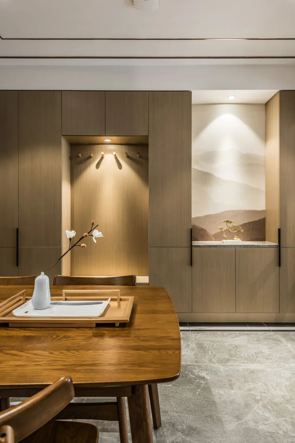 现代优雅的别墅,装成新中式风格,静谧舒适,雅致禅意的生活