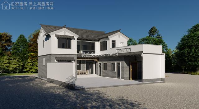 河南漯河农村别墅,厢房露台通透主房,新中式60w带回家