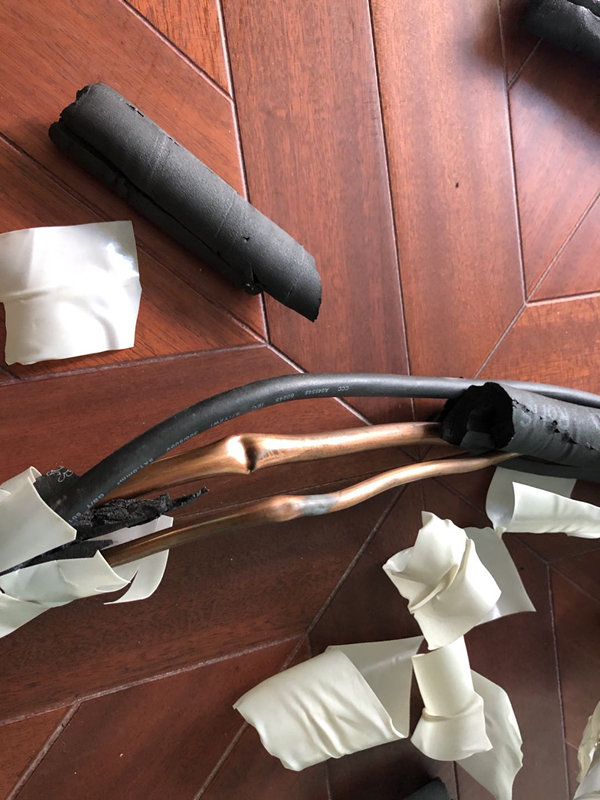 移机后,空调的铜管出现弯折