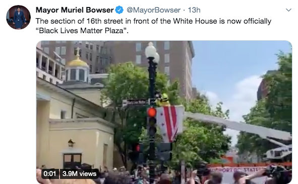 穆里尔·鲍泽在推特宣布将街道改名。/推特