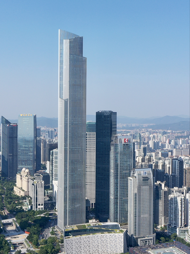 广州中信大厦,楼高391米,建于1997年