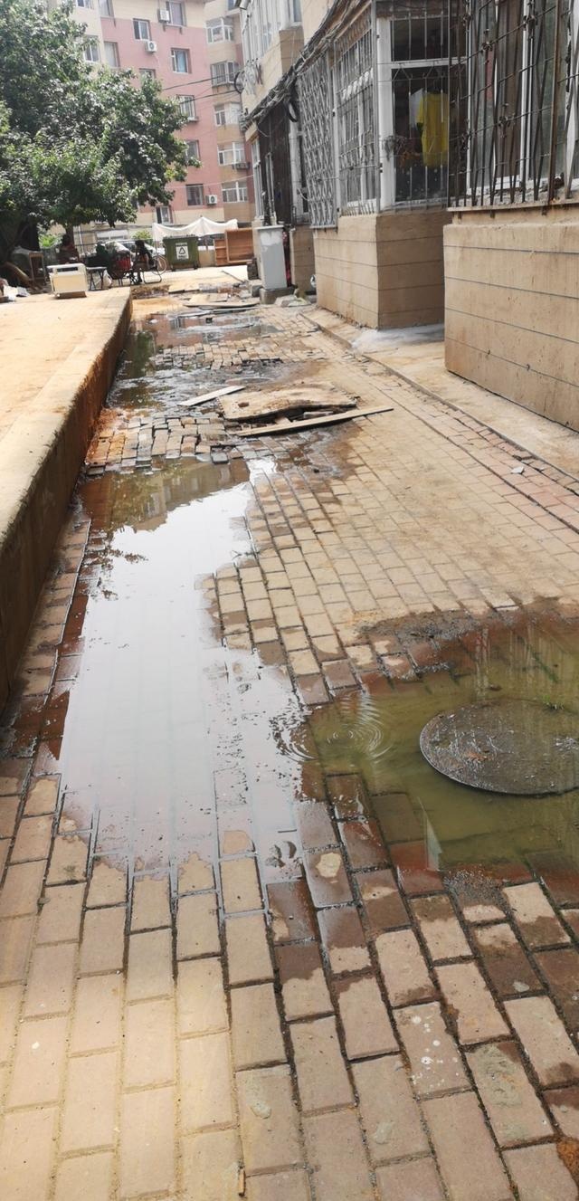 小区单元门前污水横流 气味刺鼻雨天没处下脚