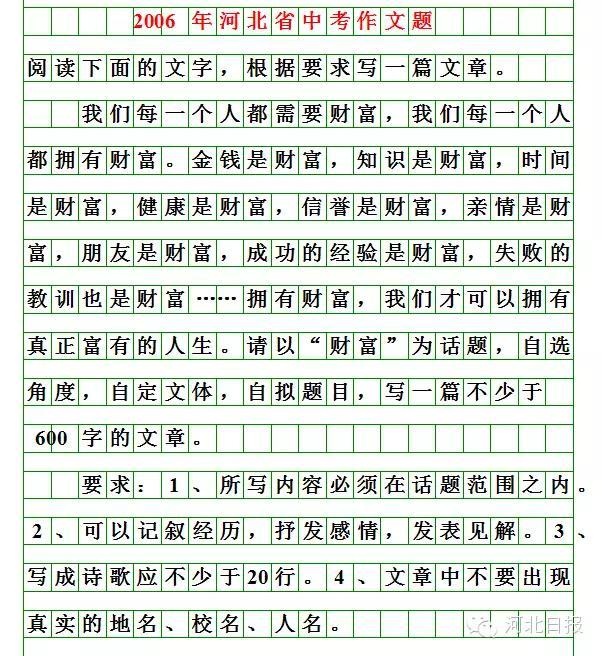 河北2020中考作文题出炉