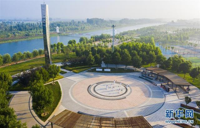 7月20日拍摄的河北省武邑县观津公园一角(无人机照片).
